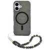 Guess IML Glitter With Pearl Strap MagSafe - pouzdro pro iPhone 16 (černé)