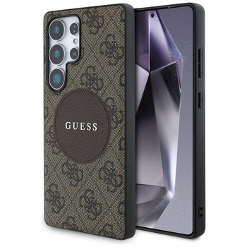Guess 4G Round Patch Classic Logo MagSafe - Hülle für Samsung Galaxy S25 Ultra (braun)