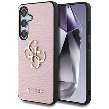 Guess Grained Big 4G Logo Small Classic Logo - pouzdro pro Samsung Galaxy S25+ (růžové)