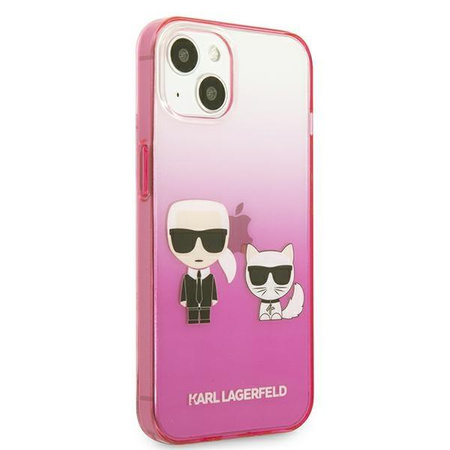 Karl Lagerfeld Farbverlauf Ikonik Karl & Choupette - iPhone 13 Tasche (rosa)
