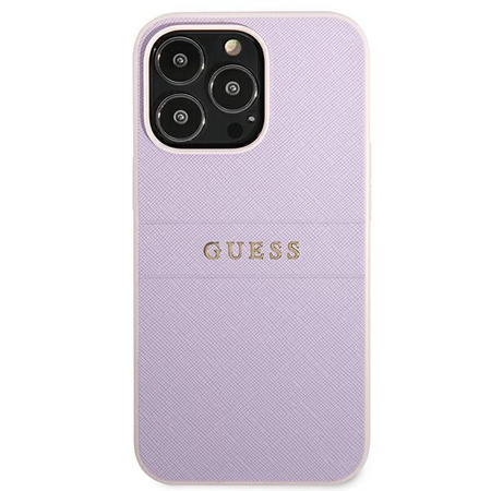 Guess Saffiano Hot Stamp & Metall-Logo - iPhone 13 Pro Tasche (fliederfarben)