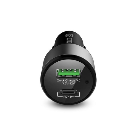 Caricabatterie per auto Crong Power 63W – Caricabatterie per auto USB-C PD 45W + USB QC 3.0 18W (nero)