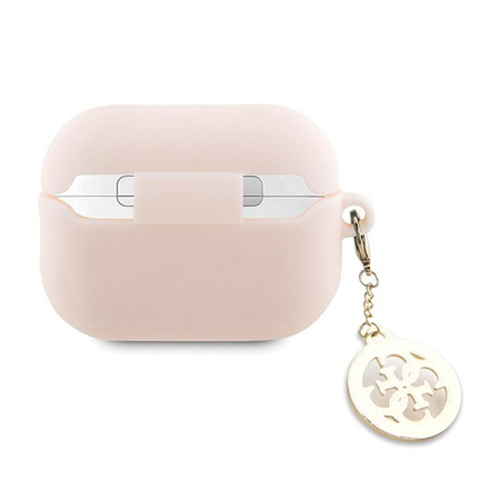 Guess 3D gumový 4G diamantový přívěsek - pouzdro pro AirPods Pro 2 (růžové)