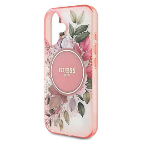 Guess IML Flower & Tonal Circle MagSafe - Case for iPhone 16 (Pink)