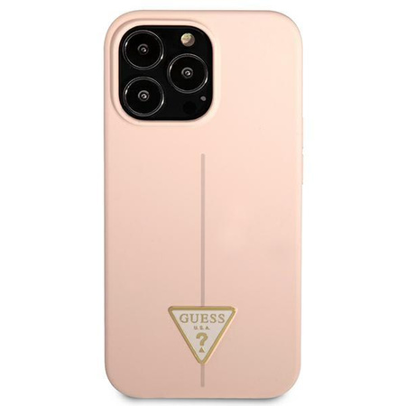 Guess szilikon háromszög logó - iPhone 13 Pro Max tok (rózsaszín)