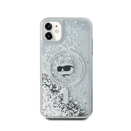 Karl Lagerfeld Liquid Glitter Choupette Head MagSafe - pouzdro pro iPhone 11 (průhledné)