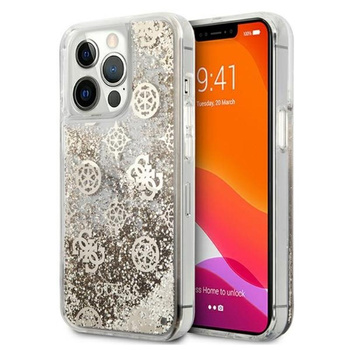 Guess Peony Liquid Glitter - iPhone 13 Pro Max Tasche (Gold)