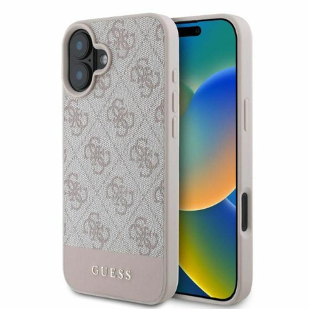 Guess 4G Bottom Stripe - pouzdro pro iPhone 16 (růžové)