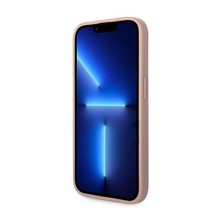 Guess Saffiano Metal Logo Stripes - Etui iPhone 14 Pro Max (różowy)