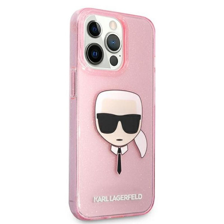 Karl Lagerfeld Karl's Head Glitter - iPhone 13 Pro Case (pink)