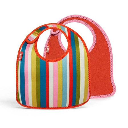 BUILT Mess Mate - 2 bavoirs pour bébé (Baby Pink Stripe)