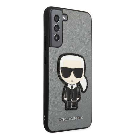 Karl Lagerfeld Saffiano Ikonik Patch - Etui Samsung Galaxy S22+ (srebrny)