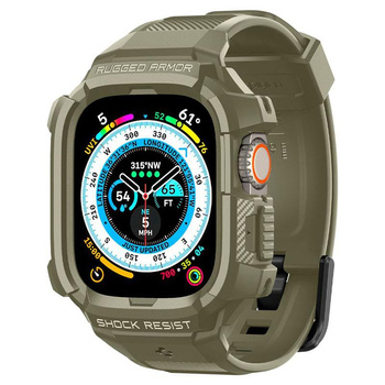 Spigen Rugged Armor Pro - Bracelet avec étui pour Apple Watch Ultra 49 mm (Vintage Khaki)