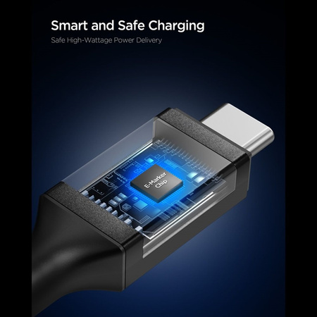 Kabel USB C Szybkie Ładowanie 2m Spigen Essential do iPhone Czarny 100W PD