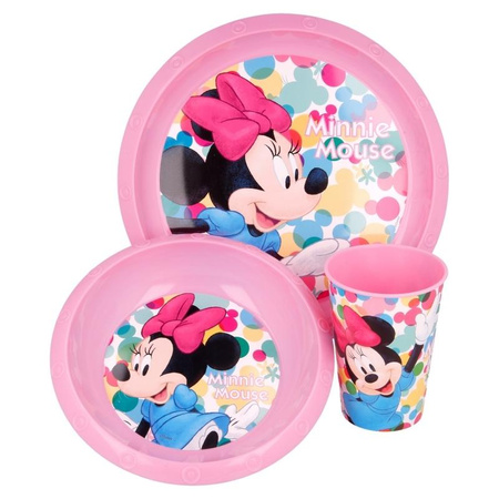 Minnie Mouse - Geschirrset (Teller, Schüssel, 260 ml Becher) (rosa)