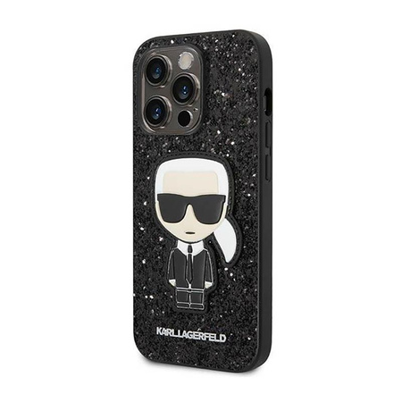 Karl Lagerfeld Glitter Flakes Ikonik - pouzdro pro iPhone 14 Pro (černé)