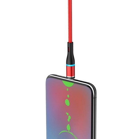 Borofone - USB-A zu microUSB Kabel mit magnetischer Spitze und Hintergrundbeleuchtung, 1,2 m (Rot)