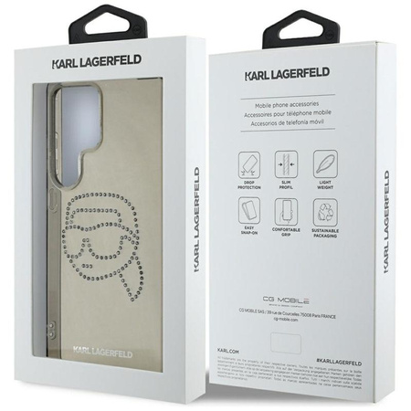 Karl Lagerfeld Rhinestones Karl Head Logo - Hülle für Samsung Galaxy S25 Ultra (Schwarz)