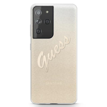 Guess Glitter Gradient Script - Etui Samsung Galaxy S21 Ultra (Or)