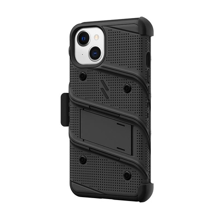 ZIZO BOLT Series - Coque blindée pour iPhone 13 avec écran en verre 9H + étui avec support (noir)
