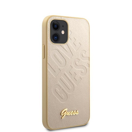 Guess Iridescent Love - pouzdro pro iPhone 12 mini (zlaté)