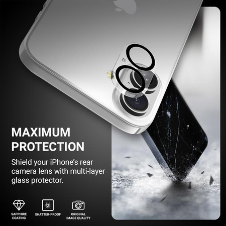 Crong Lens Shield - sklo na fotoaparát a objektiv pro iPhone 16 / iPhone 16 Plus