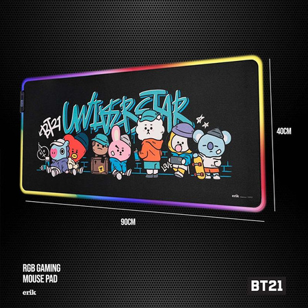 BT21 - XXL Spiel-/Schreibtischmatte mit LED-Beleuchtung (90 x 40 cm)