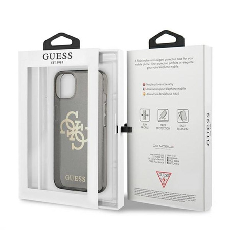 Guess Glitter 4G Big Logo - pouzdro pro iPhone 13 mini (černé)