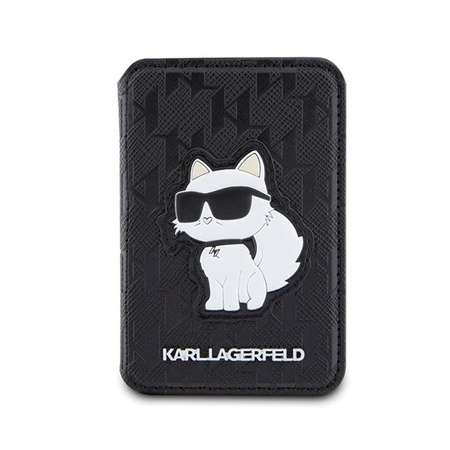 Karl Lagerfeld Wallet Cardslot Stand MagSafe Saffiano Monogram Choupette - Portefeuille magnétique avec fonction stand (noir)