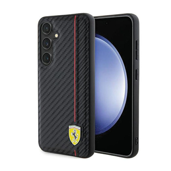 Ferrari Carbon Printed Line - Samsung Galaxy S24 tok (fekete)