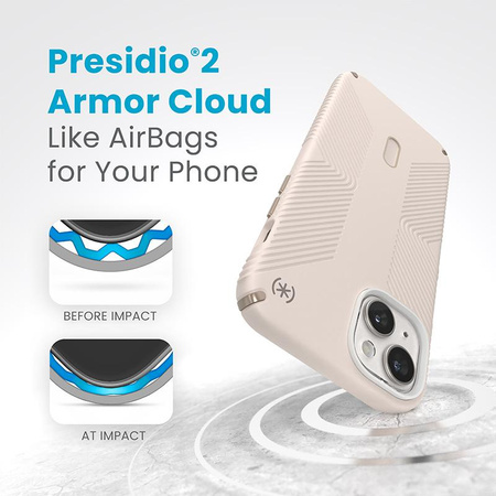 Speck Presidio2 Grip ClickLock & Magsafe - pouzdro pro iPhone 15 Plus / iPhone 14 Plus (Bělená kost / Dědičná zlatá / Lískově hnědá)