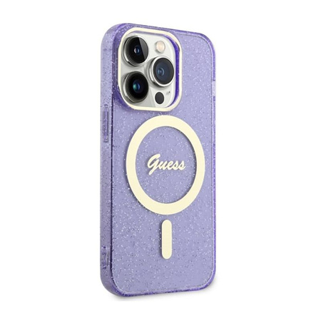 Guess Glitter Gold MagSafe - Case for iPhone 14 Pro (Purple)