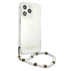 Guess White Pearl Strap - pouzdro pro iPhone 13 Pro (průhledné)