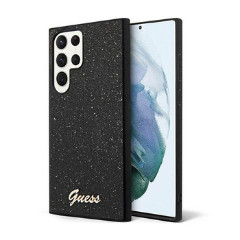 Guess Glitter Flakes Metal Logo Case - Samsung Galaxy S24 Ultra Case (black)