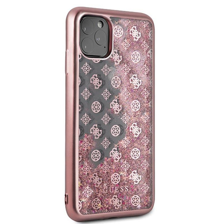 Guess 4G Peony Liquid Glitter - Coque iPhone 11 Pro Max (rose)