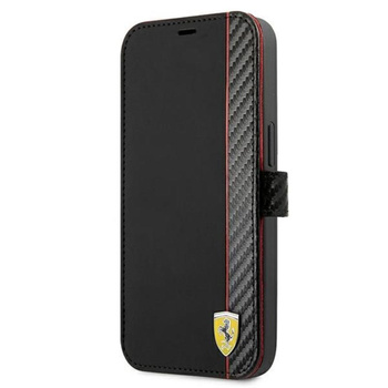 Coque Ferrari Booktype On Track Carbon Stripe - iPhone 13 Pro Max Case (noir)