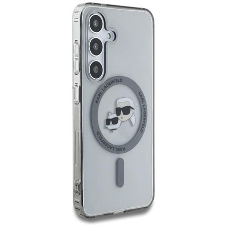 Karl Lagerfeld Button Karl & Choupette Heads Printed Logo MagSafe - Case for Samsung Galaxy S25 (Black)