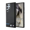 BMW Leder Carbon Blue Line - Tasche Samsung Galaxy S24 Ultra (schwarz)