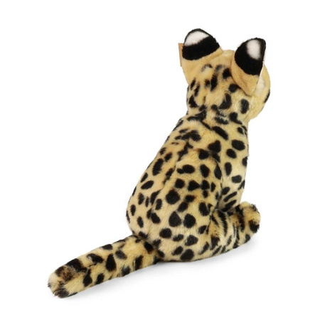 Rappa - Plyšový realistický maskot kočka Serval sedící 30 cm Ekologicky šetrný