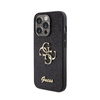 Guess Glitter Script Big 4G - Coque pour iPhone 15 Pro (noir)