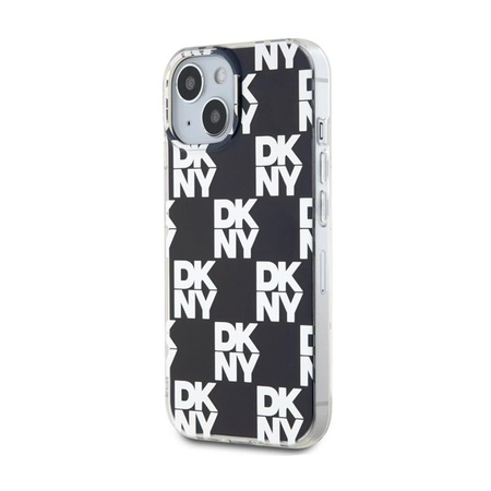 DKNY IML Checkered Mono Pattern - Coque pour iPhone 15 Plus / 14 Plus (noir)