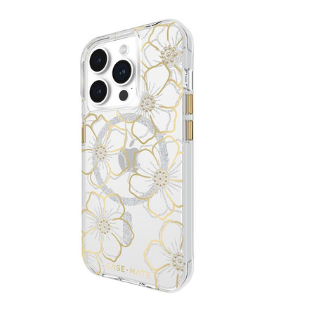 Case-Mate Floral Gems MagSafe – pouzdro na iPhone 15 Pro (Gold)