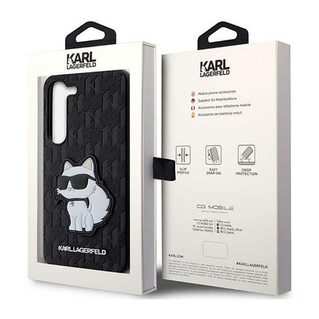 Karl Lagerfeld NFT Saffiano Monogram Choupette - Étui Samsung Galaxy S23 (noir)