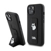 Karl Lagerfeld Gripstand Saffiano Choupette Pins - pouzdro na iPhone 15 Plus (černé)