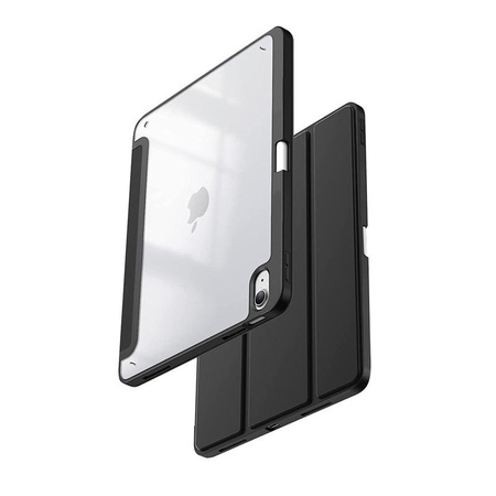 Crong PrimeFolio - Étui pour iPad 11" (2025) / iPad 10.9" (2022) avec support et Apple Pencil holder (noir/transparent)
