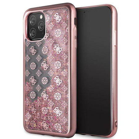 Guess 4G Peony Liquid Glitter - Coque iPhone 11 Pro Max (rose)