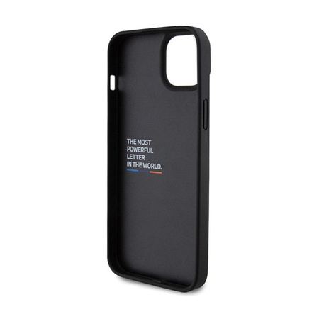 BMW Leather Carbon Blue Line - Coque pour iPhone 15 Plus (noir)