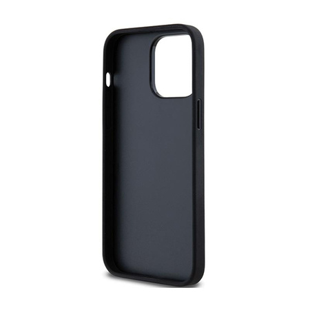 DKNY Leather Mono Stripe & Metal Logo - Coque pour iPhone 14 Pro Max (noir)