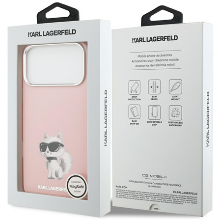 Karl Lagerfeld IML Aquarelle Choupette & Logo MagSafe - iPhone 17 Pro tok (rózsaszín)