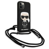 Pouzdro Karl Lagerfeld Fullbody Silicone Iconic Cord - iPhone 12 Pro Max (černé)